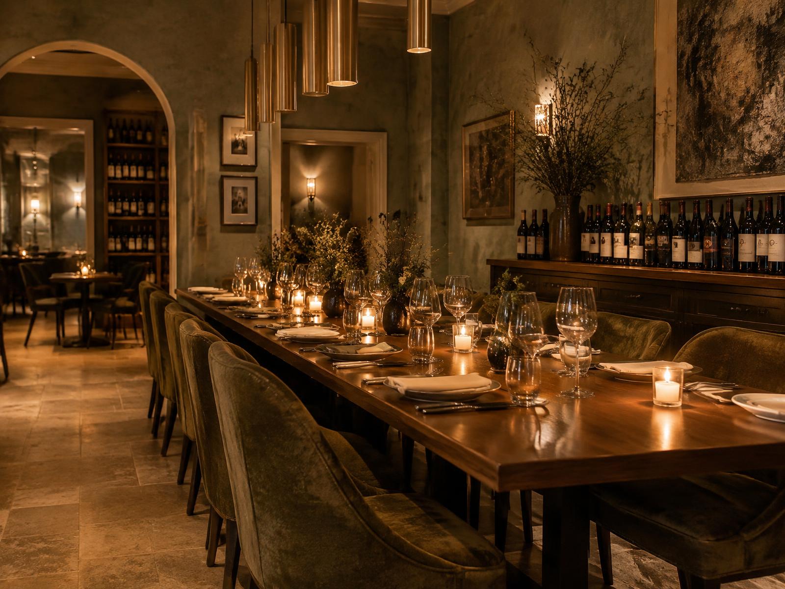 A candlelit winemaker dinner